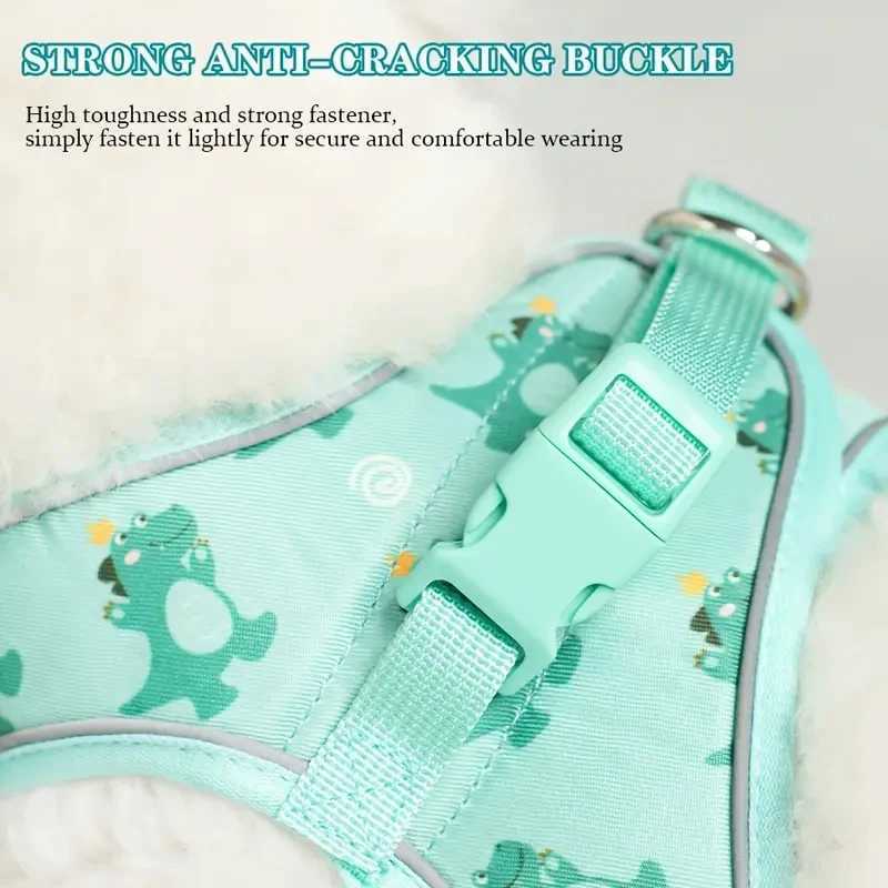 HLP554Adjustable NoPull Dog Harness with Padded Mesh Reflective Trim Cartoon Pattern StepIn Design for Small Dogs J251129