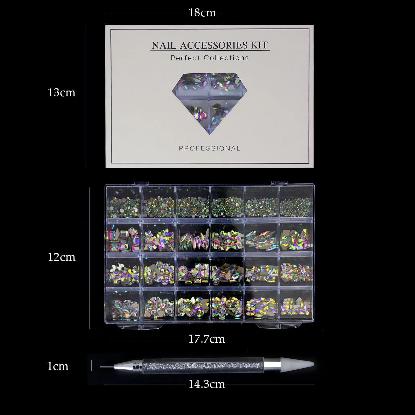 24 Grids Christmas Nail Art Rhinestones Set MultiShapes Colorful Flatback Diamonds 3D Sparkling Charms for Festive Manicures 251027