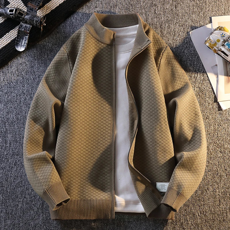 Young Men Casual Cardigan Sweater 2024 Modern Lightweight Knit Solid Color Everyday Versatile Sweatercoat 251017