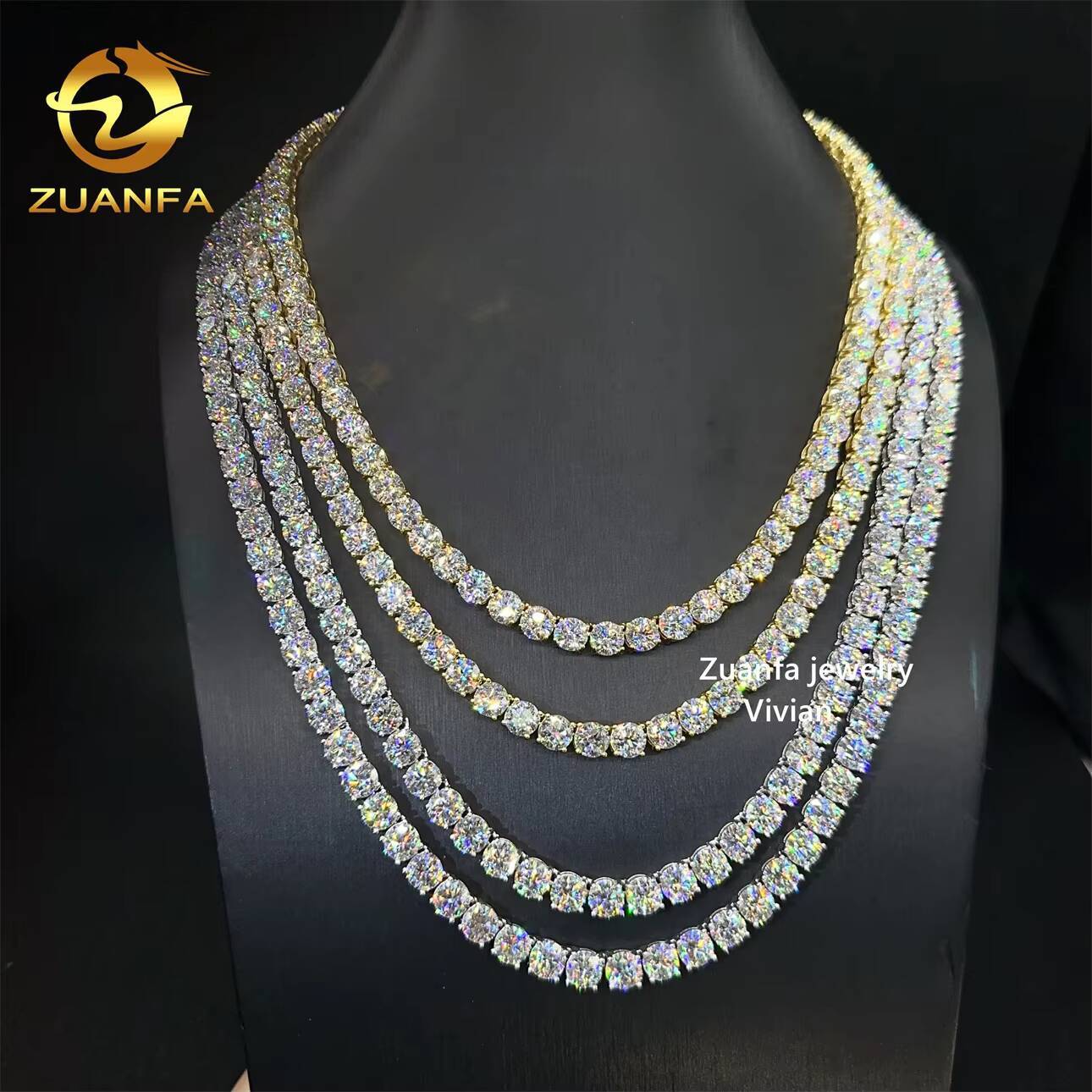 925 Sterling Silver Full Size Tennis Bracelet Necklace Moissanite Jewelry Passes Diamond Tester Elegant Tennis Chain