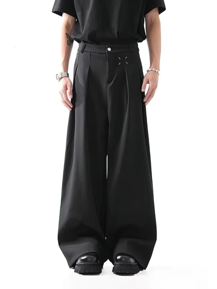 Black Baggy Pants Men Casual Wide leg Work wear Straight Trousers Male Drape Loose Cool Cargo Pants 251028