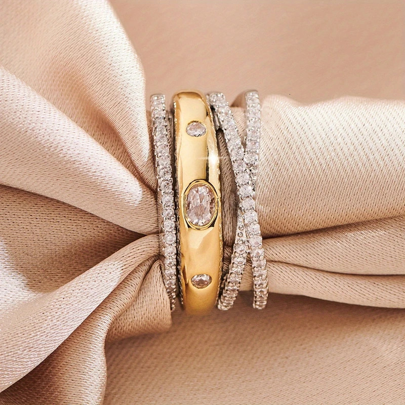 Glamorous Wedding Rings for Women Cubic Zirconia Engagement X Cross Rings White Gold Color Fashion Party Daily Jewelry 251023