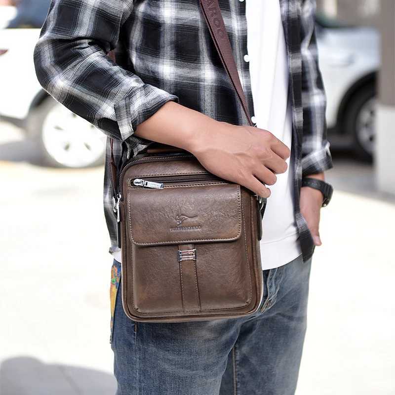 Kangaroo Luxury Brand Mens Shoder Bag Vintage Messenger Bag Leather Men Handbag Split Leather Crossbody Bags For Men 2020 New Y251011