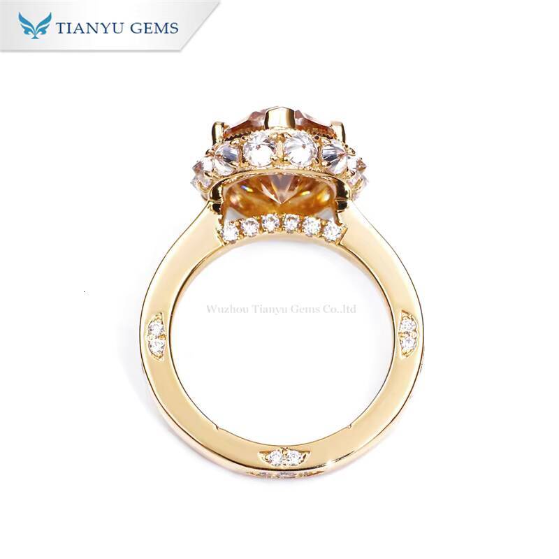 Tianyu Gems Custom 18k Solid Yellow Gold Pear Cut 814mm champagne Jewelry Ring for Women Party
