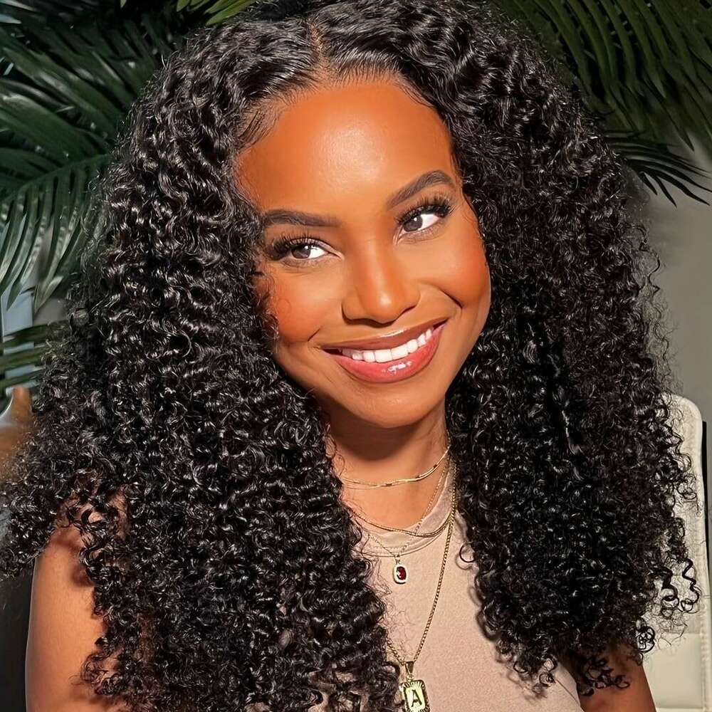 250% 4X1 Jerry Transparent Frontal Wig With Pre Plucked Curly For Density Glueless Brazilian Lace Front Cosplay Wigs Human Hair