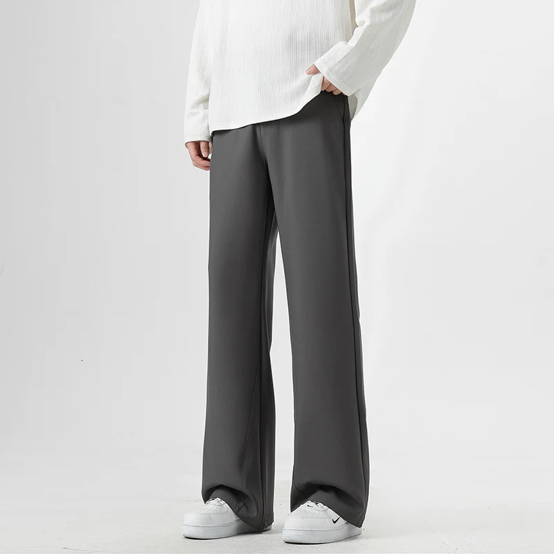 Small Flared Version Mens Casual Pants 2025 Fashion Korean Loose Elastic Drape Business Office Solid Color Suit Trousers 251028