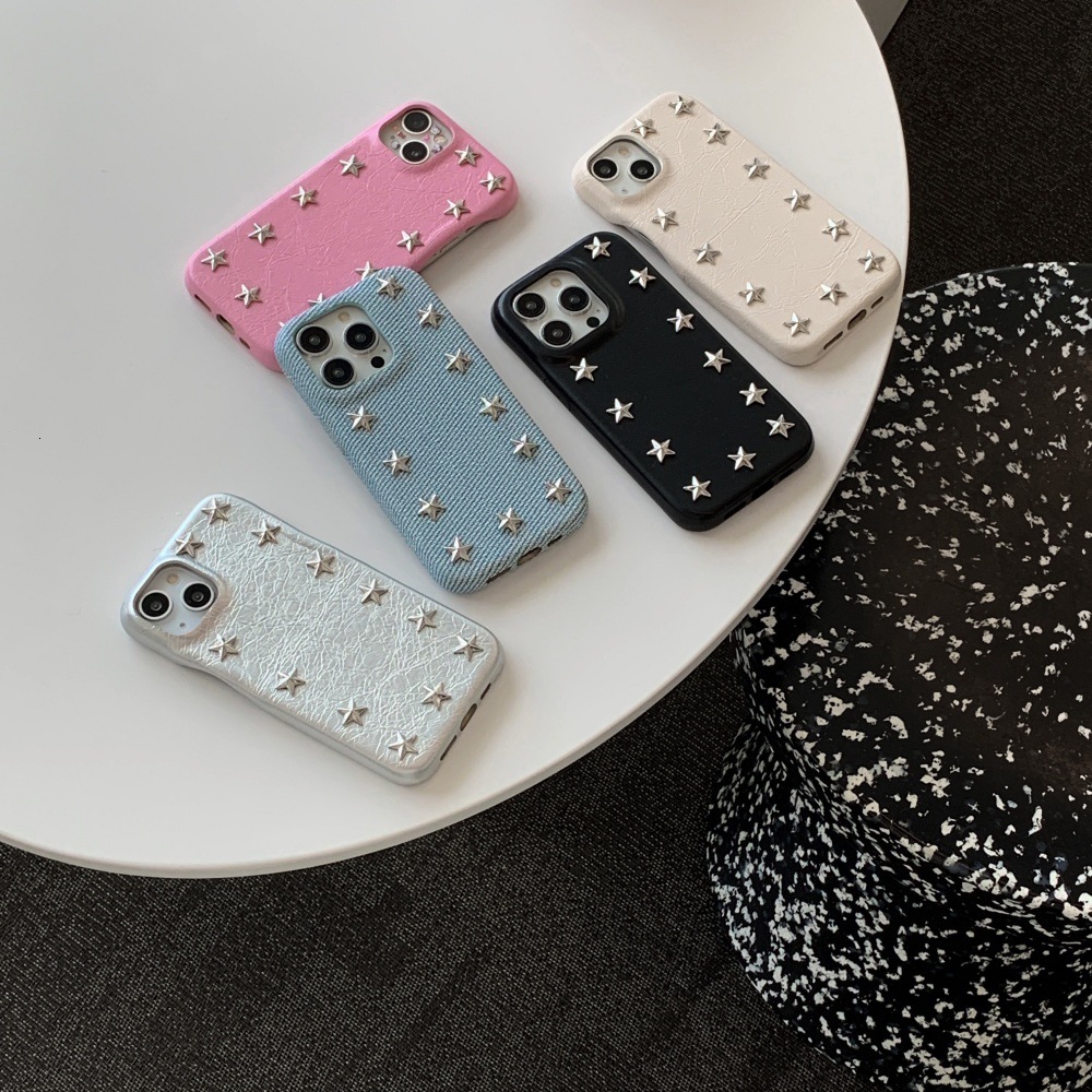 Suitable for iPhone 17Pro Max Five-Pointed Star Denim Phone Case iPhone16/15PRO Personalized Shockproof 14 Solid Color