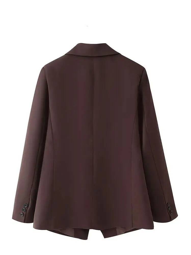 winter jacket women Women Fashion Solid Blazer Lapel Slim Double Breasted Long Suit Coat Female Wild Office Lady Commute Woman Outercoat Top