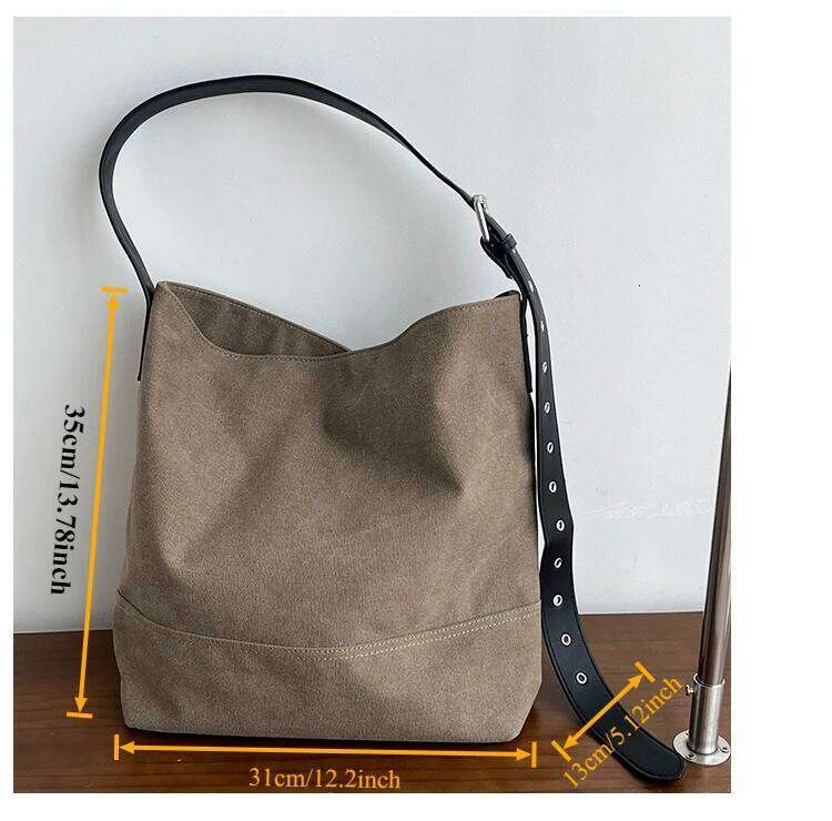 Designer bag 52 Oversized Canvas Bucket Bag - Fall Retro Shoulder Tote for Women, Underarm Commuter Hobo & Multi-Way Carry Purse