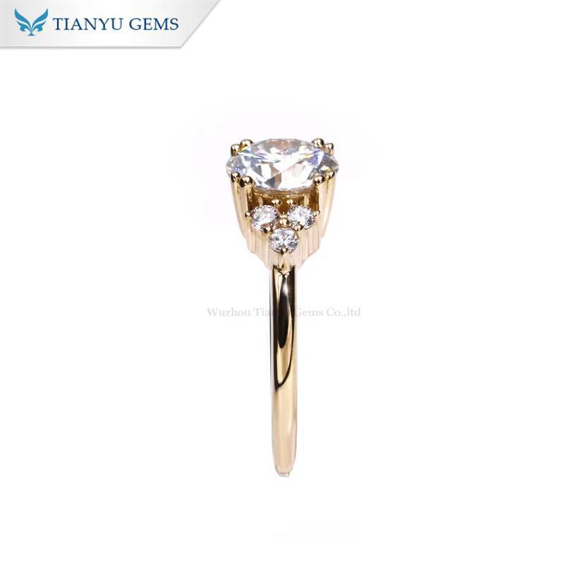 Tianyu Main 75mm Moissanite Side Lab Diamond HPHT Jewelry Sterling Silver 10K 14K 18K Gold Engagement Ring Anniversary Gift