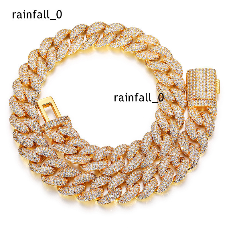 Luxury GoldPlated Brass Chain HipHop Rapper Style Moissanite Necklace