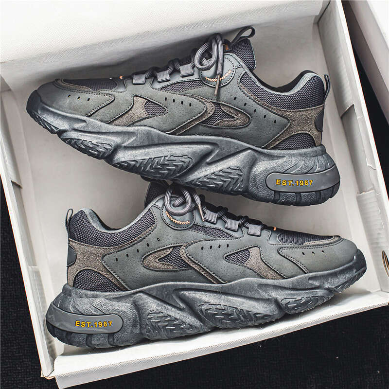 Men's Dad Shoes 2025 New Autumn Trend Versatile Mesh Casual Youth Shock Absorption Running Sports Height Increasing