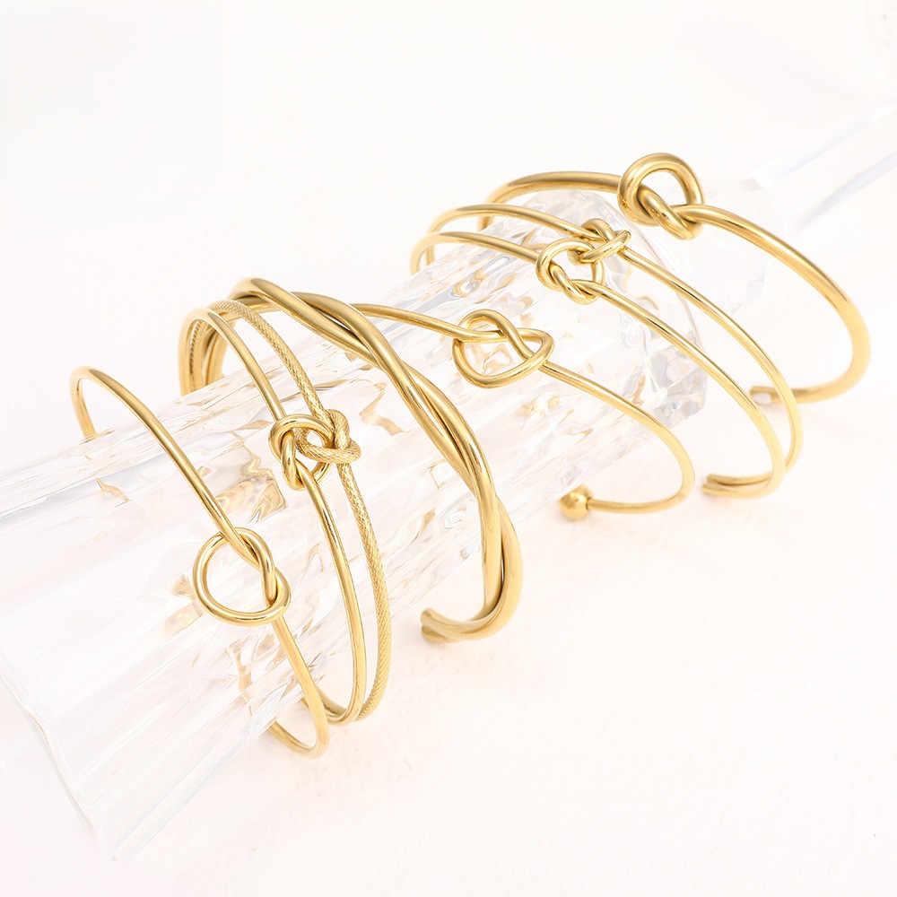 TaiYang New Double-Wrap Heart Knot Bracelet, Adjustable Open Cuff in Rose Gold Plated Copper for Unisex Wear For Women