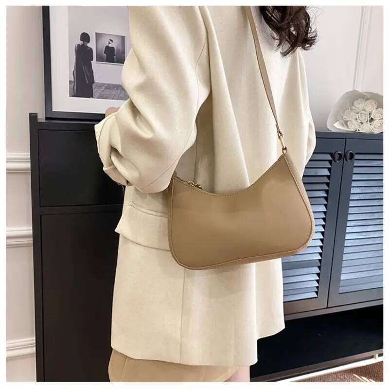 New Women's Fashion Retro Solid Color PU Leather Shoulder Underarm Casual Handbags Designer Bag For Women