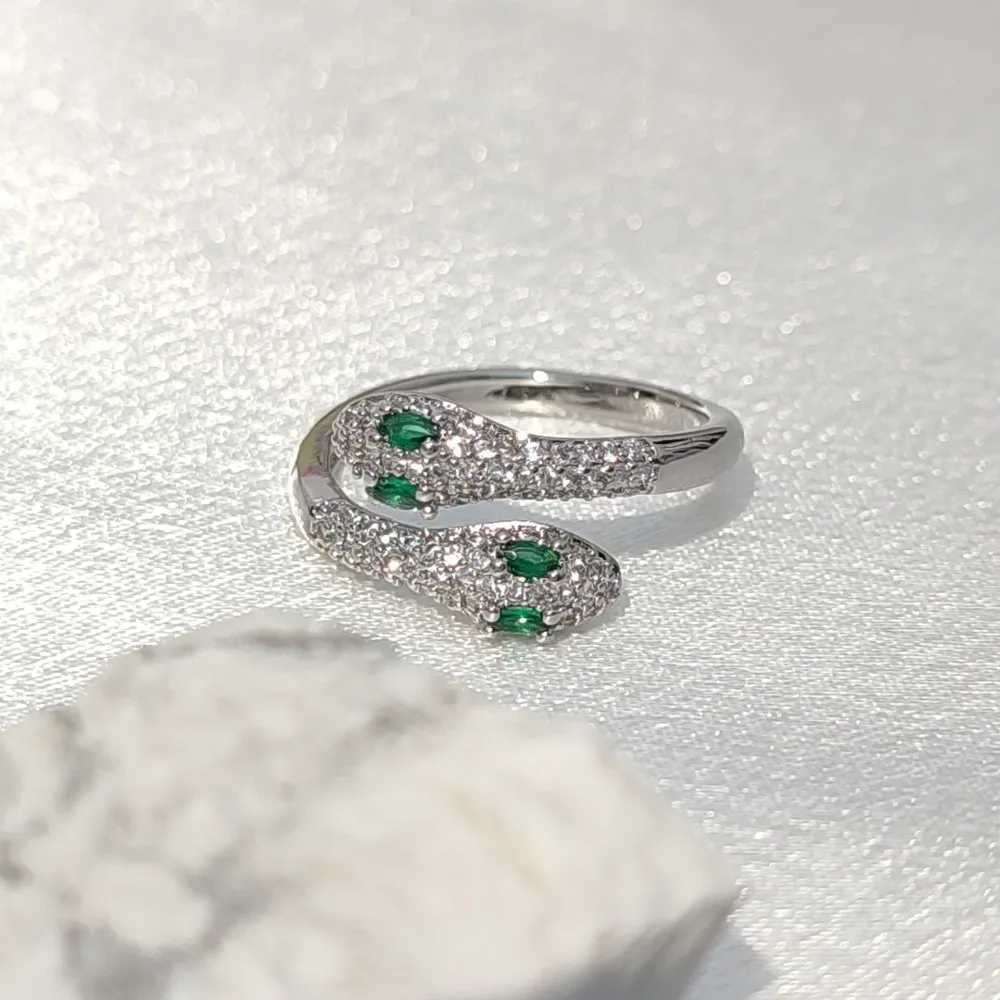 Minimalist Snake Shaped Zircon Rings Copper Colorful Vintage Snake Shape Rings Snake Shaped Set Zircon Ring WomanW251030