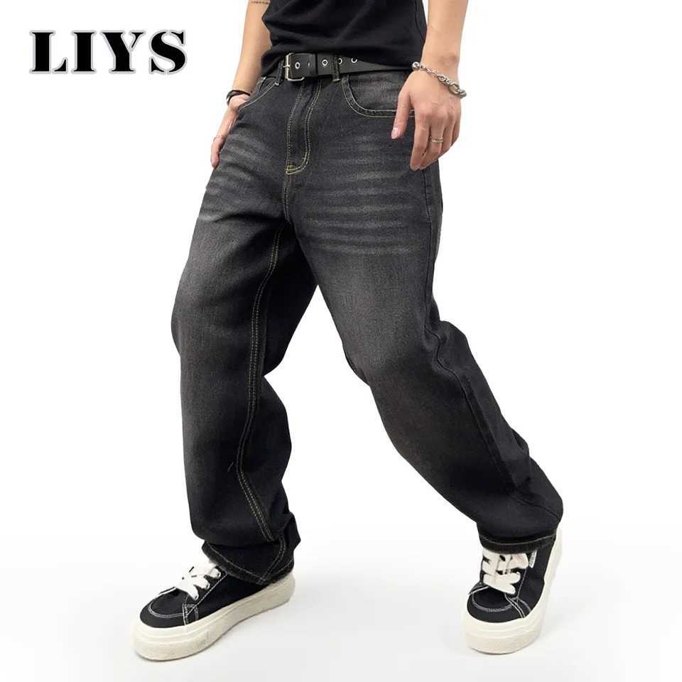 Mens Autumn Black Classic Loose Straight leg Jeans 2025 Retro Washed Basic Denim Pants Winter Business Casual Baggy Jeans J251030