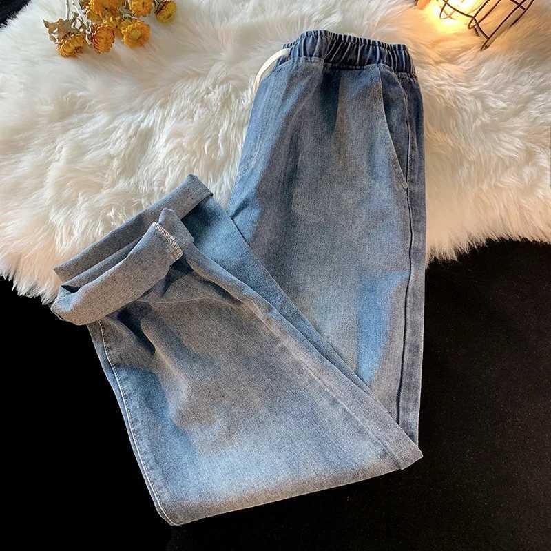 New Autumn Men Baggy Jeans Elastic Waist Korean Fashion Denim Wide Leg Pants Vintage Blue Trousers Streetwear Male Brand J251030