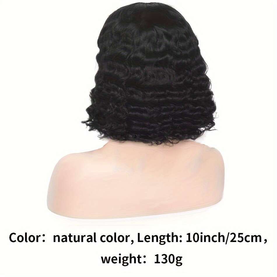13X4 Lace Front Human Glueless Wear & Go Deep Wave Curly Bob Wig 150% Density 10-16 Inch For, Short Wig, Stylish Hair Accessory