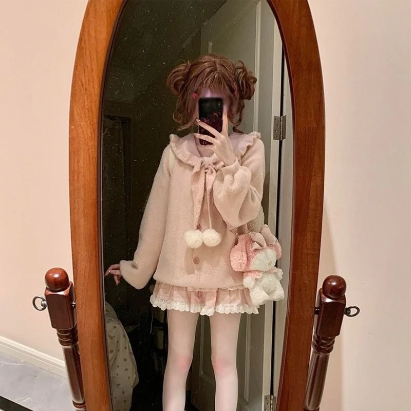 Harajuku Sweet Knitted Sweater Tops Women 2025 Autumn Winter Casual Loose Cardigan Y2k E Long Sleeve Kawaii Pullover 251029