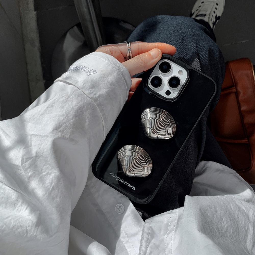 Metal Shell Cartoon Phone Case Compatible with iPhone 16/15 Pro Simple Niche iPhone 14/13 Protective Cover