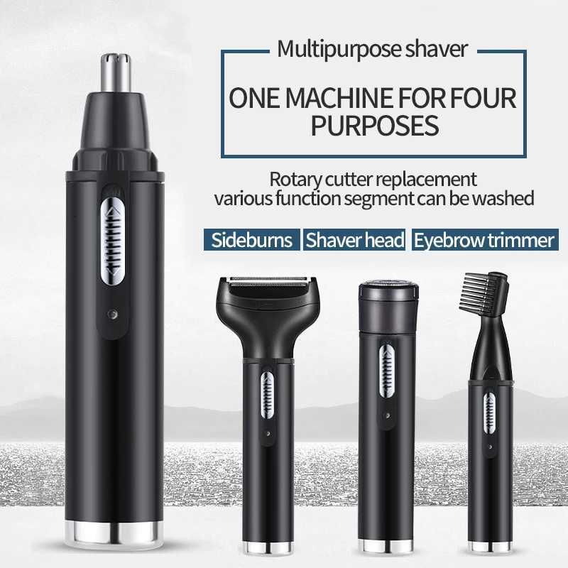 Electric Nose Ear Hair Trimmer for Men Painless Rechargeable Eyebrows Beard 4 in 1 Hair Clipper Shaver M251030