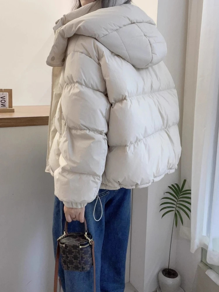 Hooded Winter Oversize Coat Thick Warm Loose Puffer Jacket Female Solid Fashion Zipper Outwear Women Korean Cotton Parkas 251030