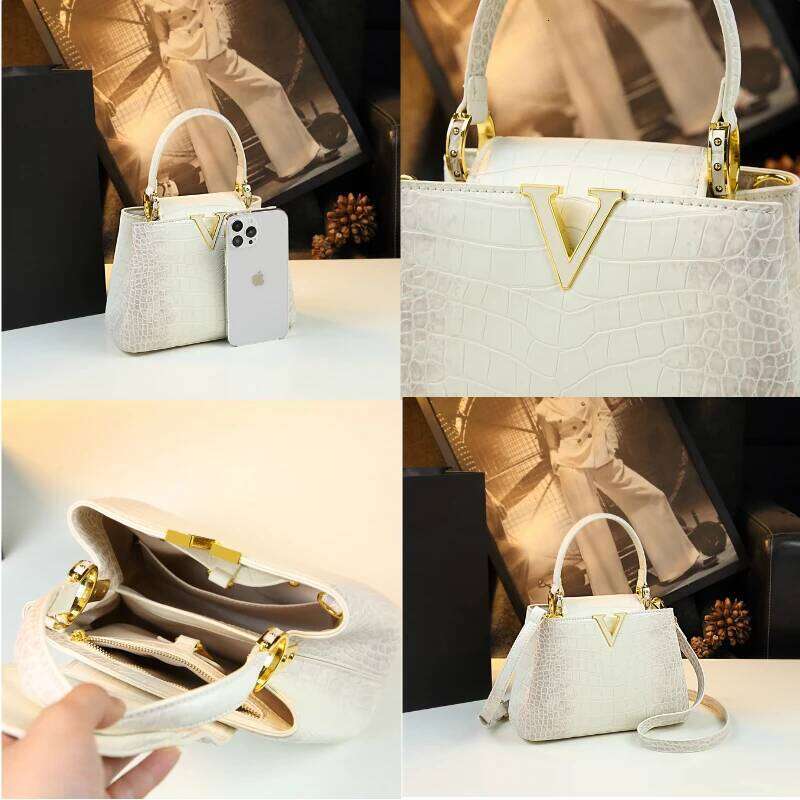Fashion White Leather Women Handbags 2024 New Female Small Shoulder Messenger Bag Crossbody Portable Shell Bags