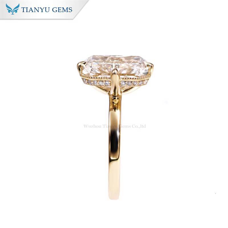 Tianyu Gems Private Custom 811mm 45ct Radiant Moissanite 14k Yellow Gold Jewelry Ring for Women Engagement