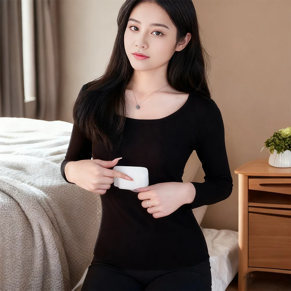 Thickened Long Sleeve Thermal Top Womens Base Layer Inner Wear Velvet Heating Warm With Pocket Thermal Underwear 251030