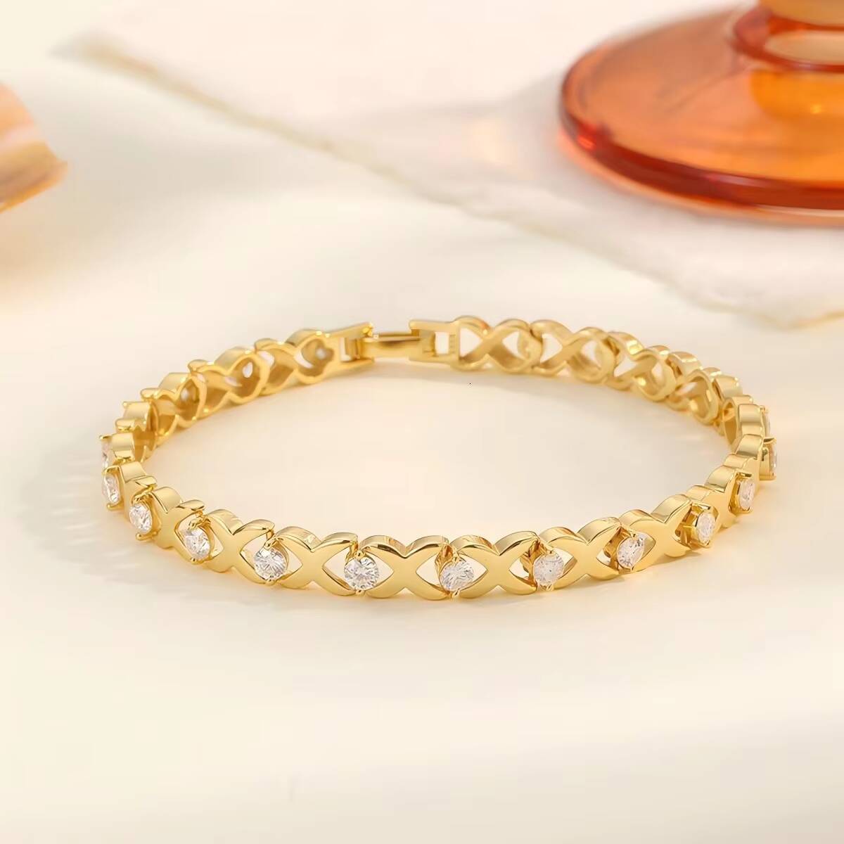 Light Luxury XShaped D Colour VVS GRA Moissanite Tennis Bracelet 925 Silver Gold Plated Wedding Party Bangles for Women Perfect