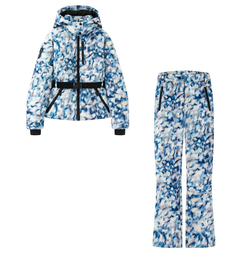 Warm Cotton Jaet Ski Suit with Belt Stand Collar Thien Winter Outerwear Women's Faion Commute Korean Sle Memory Fabric