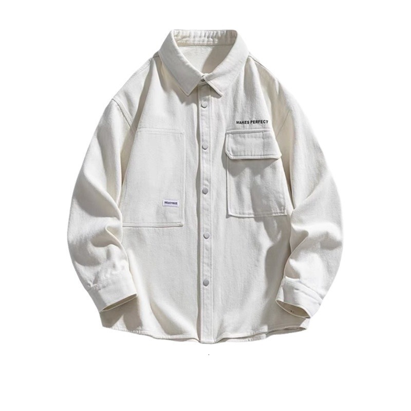 2025 Designer Coat Autumn Men's Workwear Long Sleeve Shirt Loose Fit Plus Size Cardigan Jacket Youth Casual Jacket