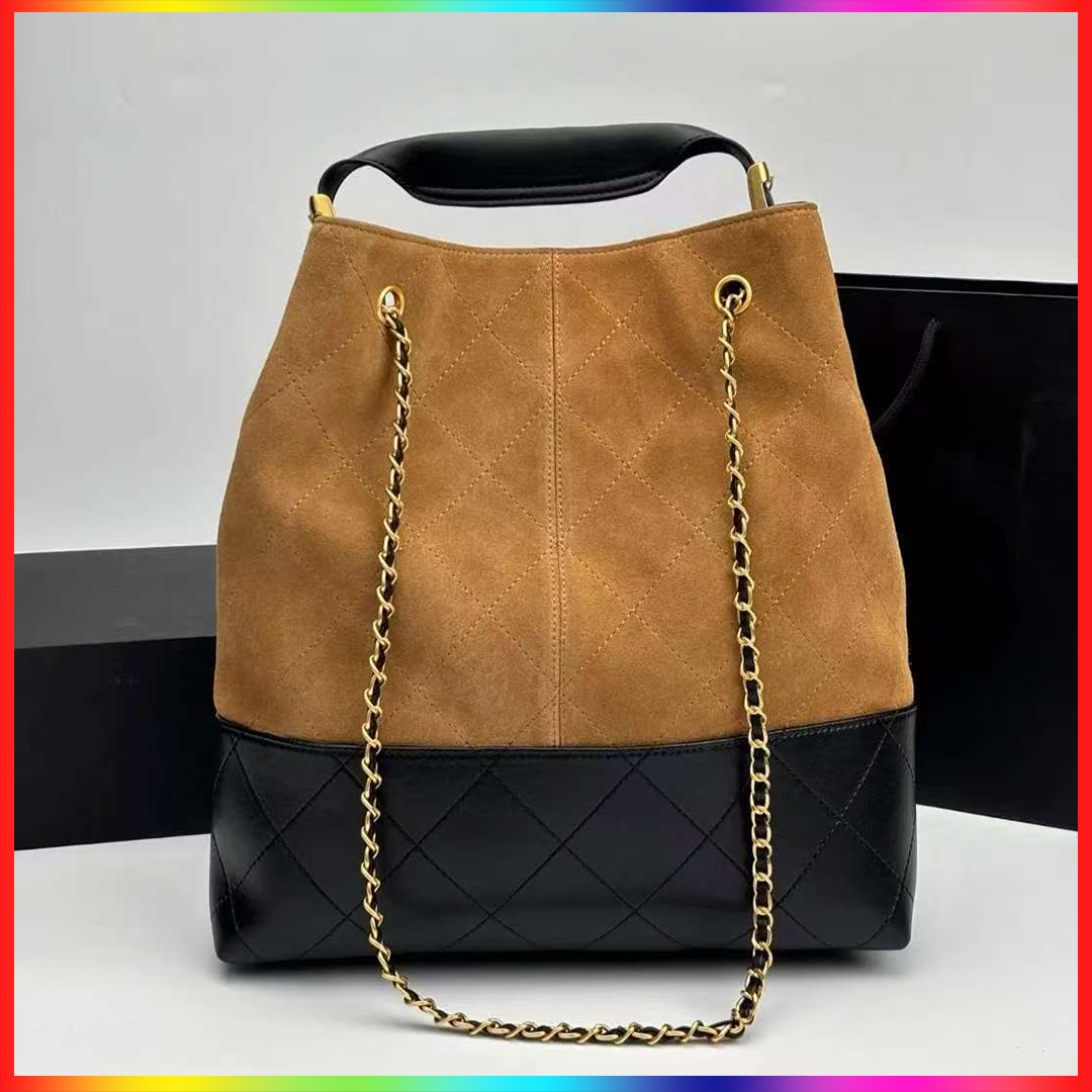 Designer bag Real Suede Leather Shoulder Bags Plaid Shopping Bag Women's Luxury Handbag Vintage Hobo Genuine Leather Patchwork Classic Crossbody bag 02