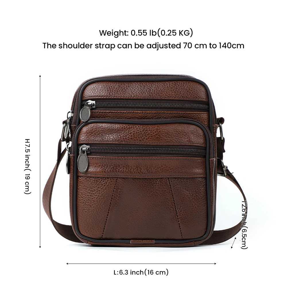 2024 New Casual Vintage Brown Black Coffee Cowhide Genuine Leather Shoder Mini Wen Men Messenger Bag for Phe Purse M6033 Y251011