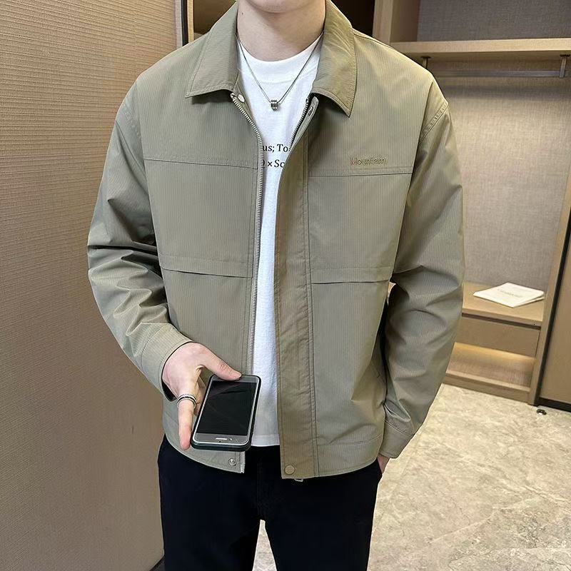 Men's Jacket 2025 Spring New Style Turn-down Collar Handsome Workwear Youth Designer Coat Jacket Versatile Fashion Trendy Top