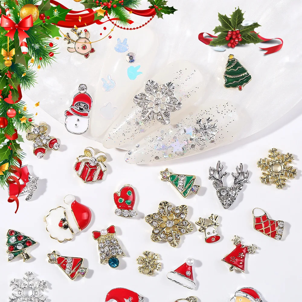 Christmas Nails Figures Rhinestones Decor Diamond Metal Alloy Xmas Ornaments Charms Manicure Diy Jewelry Nail Art Accessories 3d 251027