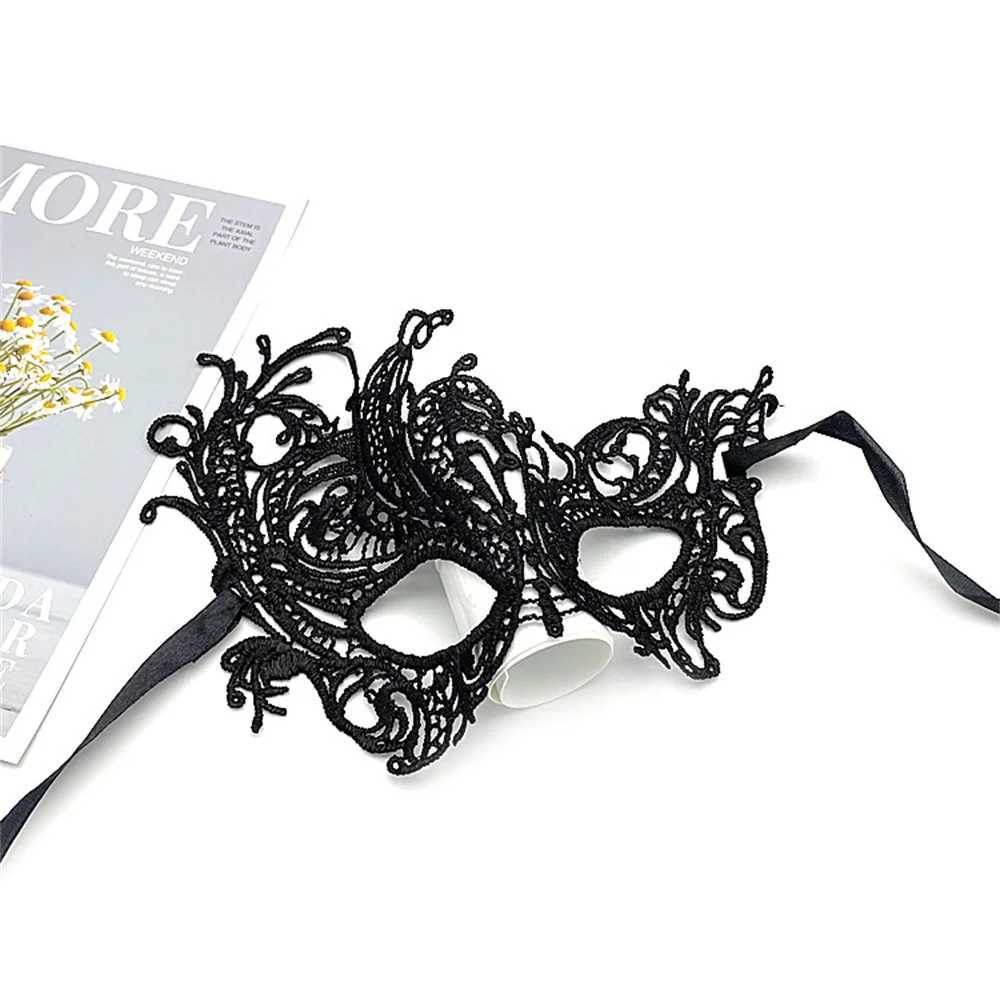 Black Hollow Lace Masquerade Face Mask Sexy Cosplay Prom Party Props Costume Carnival Masquerade Mask Nightclub Queen Eye MaskW251029