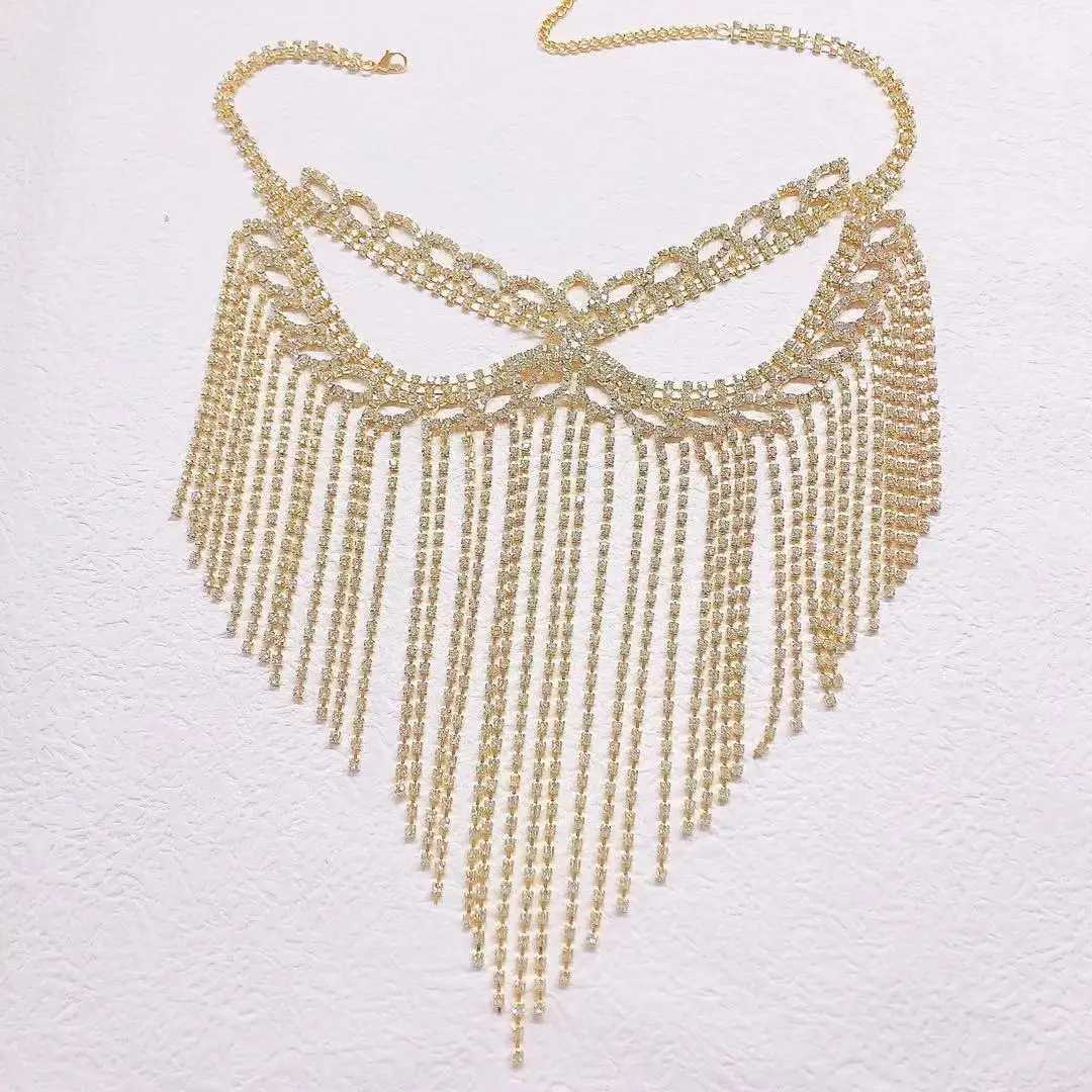 Stonefans Indian Jewelry Full Rhinestone Tassel Mask Decoration Face For Women Bridal Wedding Crystal Beaded Christmas PartyW251029