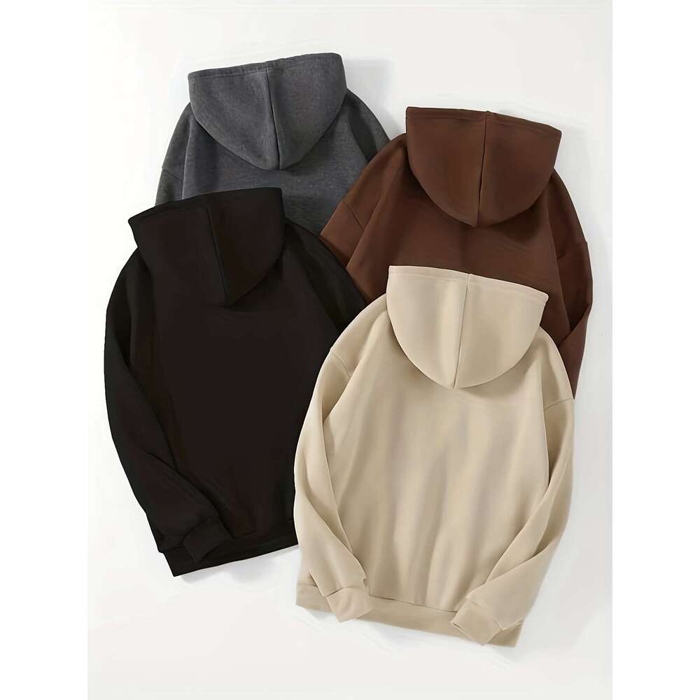 Pack Solid Color Women S Casual Polyester Hooded Sweatshirts Knit Fabric Slight Stretch Non Waterproof All Season Fashion Pullovers