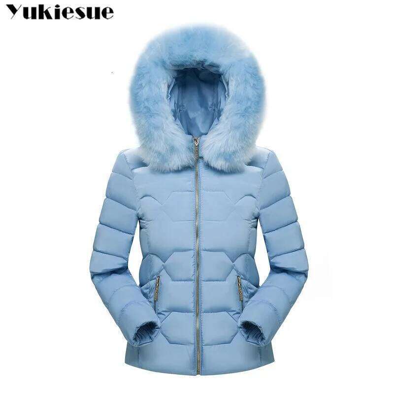 Faux Fur Women Down Clothes Womens Parkas Thicken Outerwear Hooded Winter Coat Female Jacket Cotton Padded