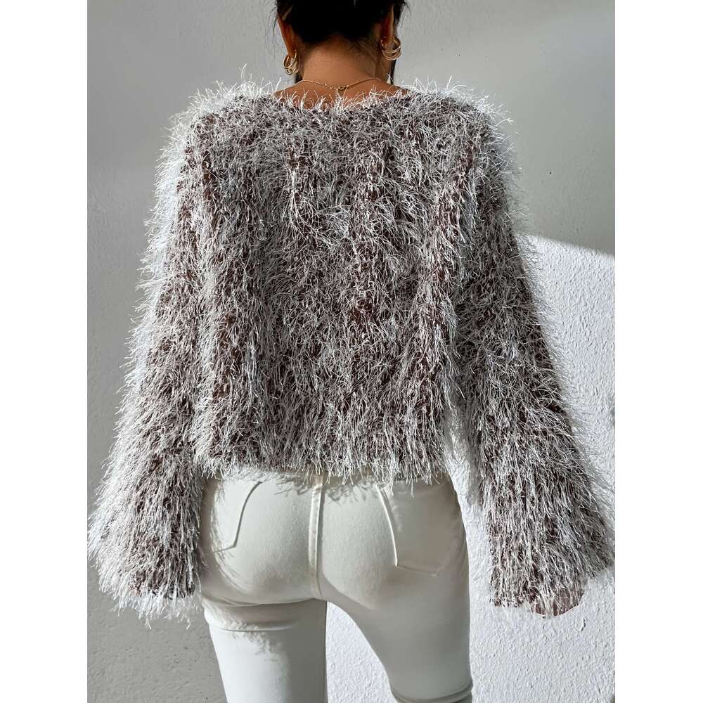 Sexy Off-The-Shoulder Long Sleeve Chic With Fluffy Texture, Soft Sweater For Fall/Winter, Party Everyday Outfits - Women's Fashion Sweater, Winte