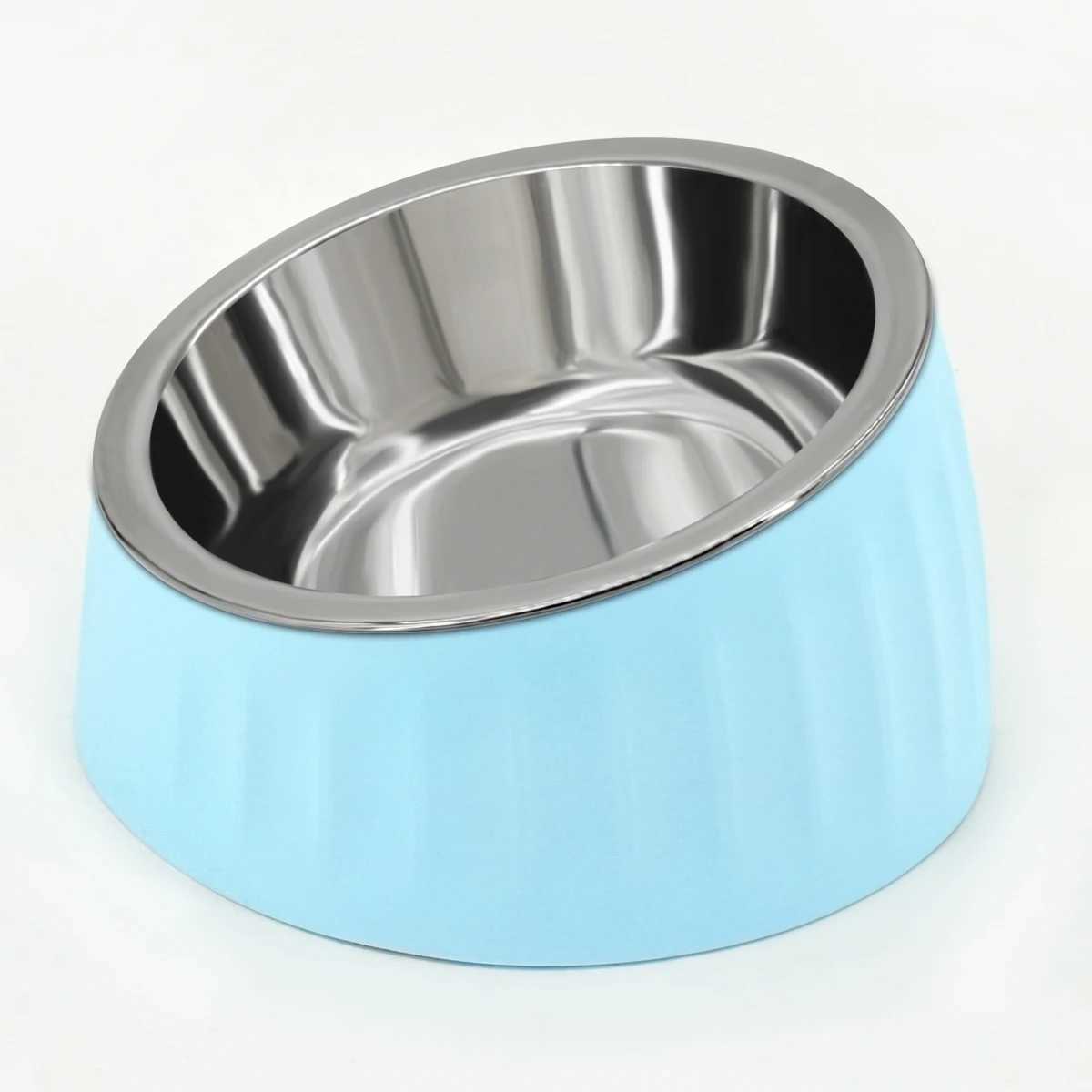 1PC Stainless Steel Dog Bowl With Oblique Mouth To Prevent Tipping Over Nonslip Dog Bowl Cat Feeding Bowl J251113