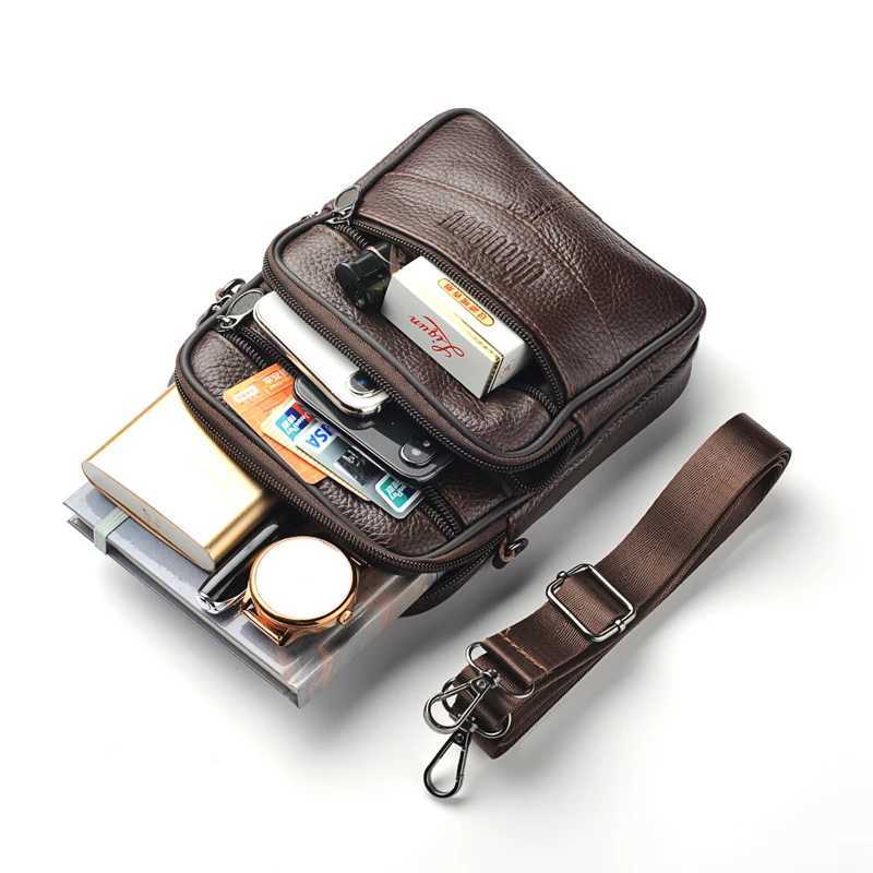 Mens Genuine Leather Crossbody Bag High Quality Zipper Pocket Business Messenger Bag for Men Y251011