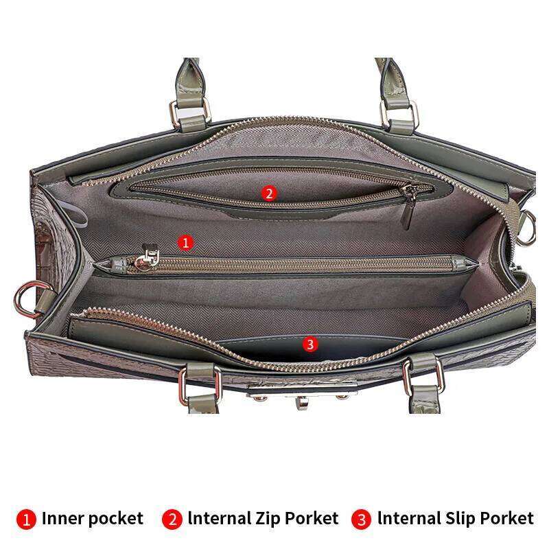 Designer bag 52 2024 New Premium Fashion Headlayer Cowhide Crocodile Print Handheld Oblique Straddle Women's Bag