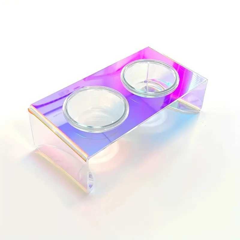 Pet Supplies Pet New Laser Dazzling Dining Table Acrylic Cat Dining Table Bowl Rack Dog Bowl Dinner Rack J251113