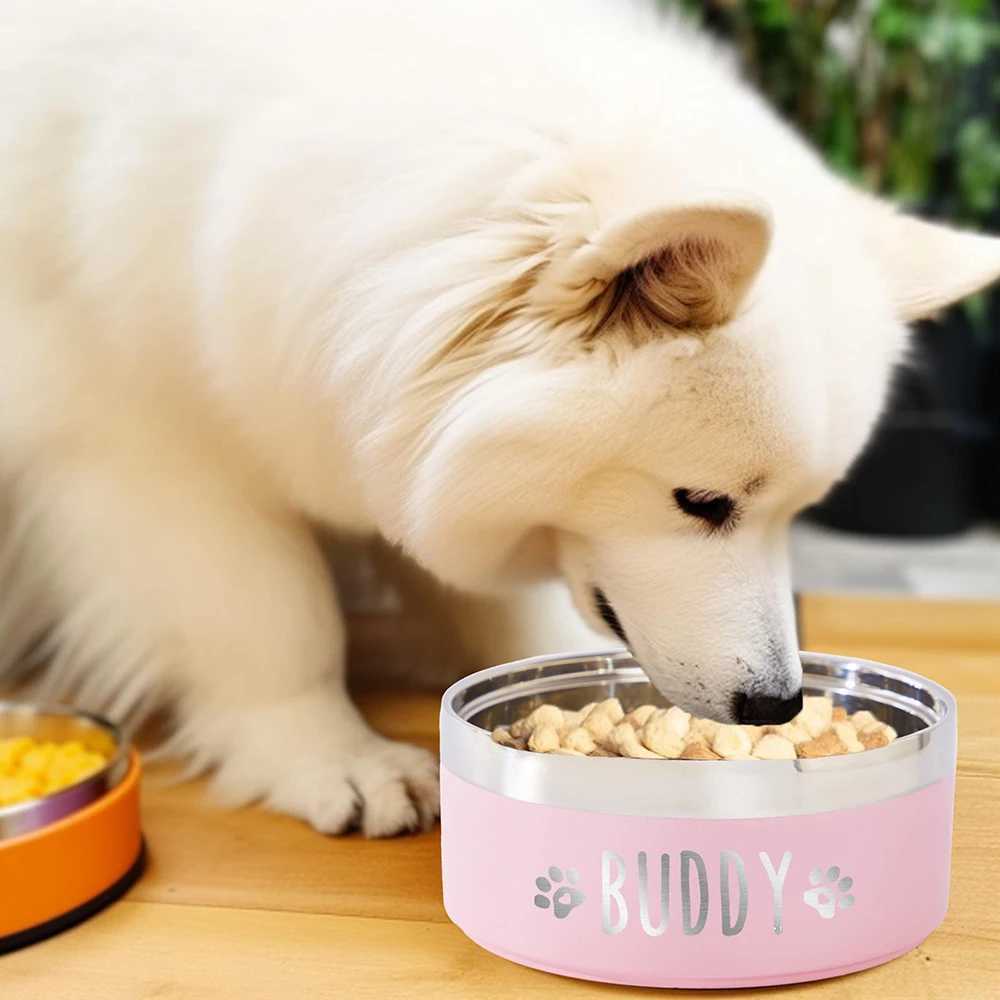 Custom Stainless Steel Dog Cat Bowl Double Vacuum Feeding Pet Bowl Large Capacity Dog Food Water Bowl Dog Accessories Puppy J251113