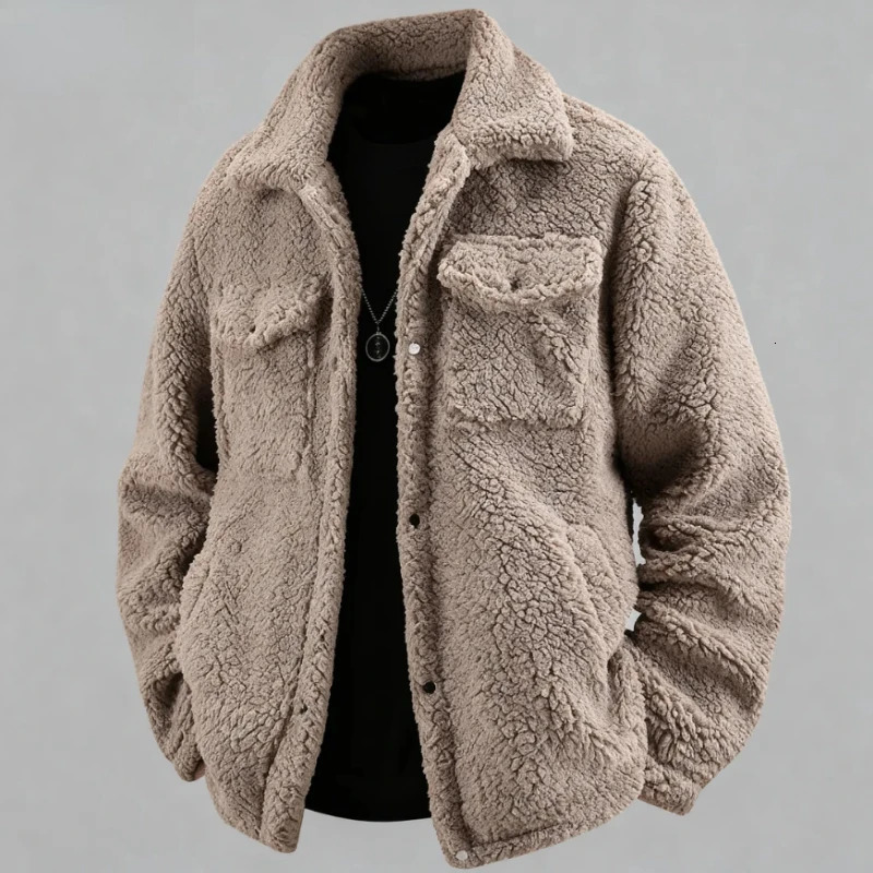 Winter Mens Plush Thickened Warm Fashion Trend Comfortable Casual Lamb Wool Simple Versatile Jacket Coat for Men 251029