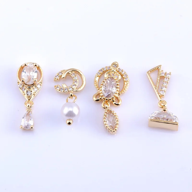 10pcs Nail Art Zircon Jewelry Chain Real Gold Plated Diamond Nail Alloy Diamond Rhinestone 251027