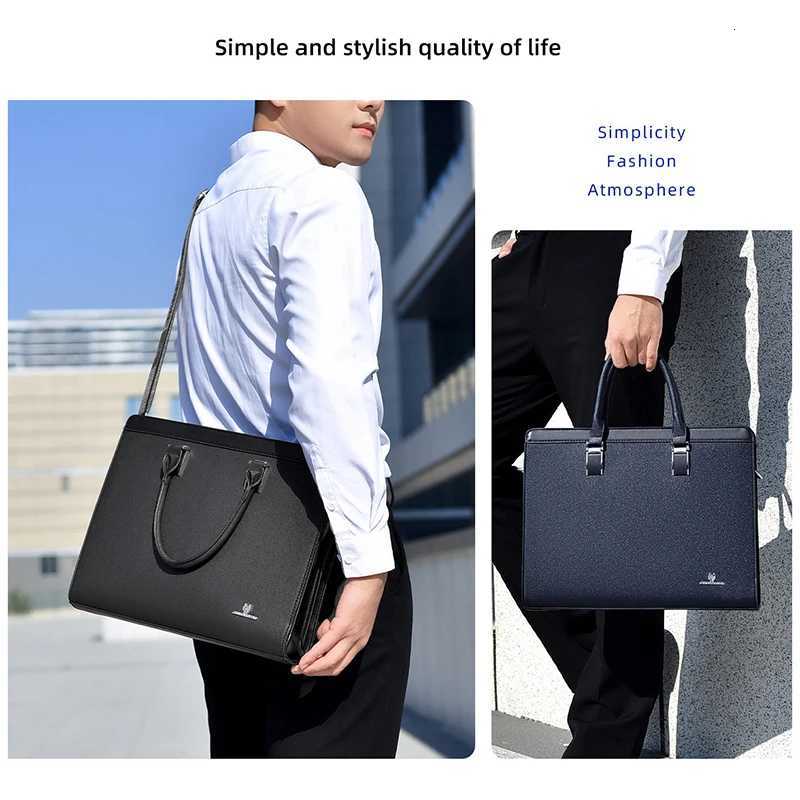 Mens Briefcases Bag Executives Designer PVC Business Off Shoder Square Side Laptop Messenger Crossbody A4 Documents Bag Y251011