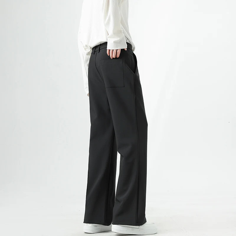 Small Flared Version Mens Casual Pants 2025 Fashion Korean Loose Elastic Drape Business Office Solid Color Suit Trousers 251028